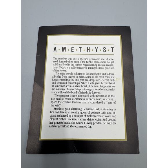 1988 Franklin Heirloom Gemstone Girl Amethyst Porcelain Doll 13” Vintage - Picture 14 of 14